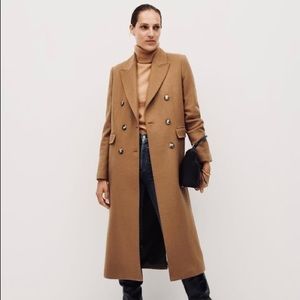MANGO - Never Worn- Camel Coat - Double-Breasted Wool Coat - Size M